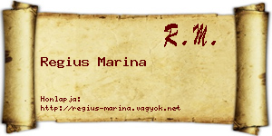 Regius Marina névjegykártya